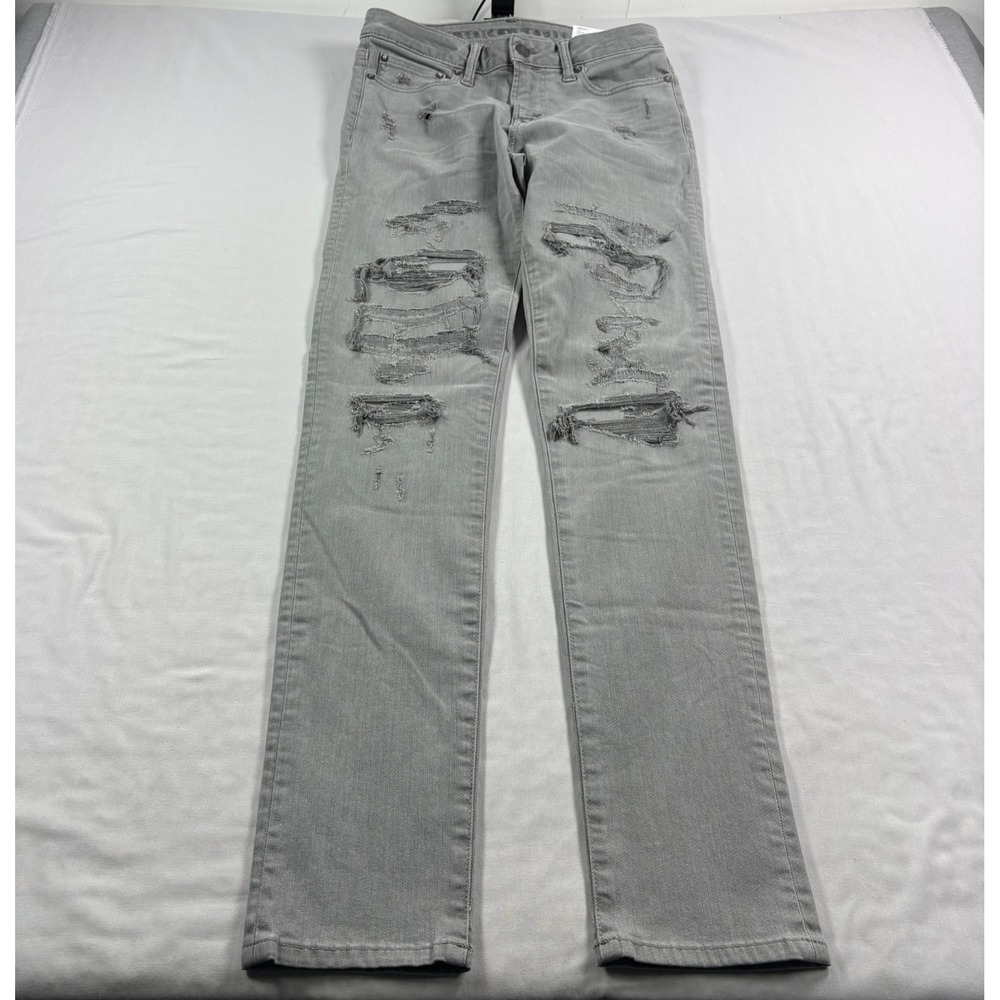 American Eagle Jeans Mens 30x36 Gray Slim Tapered Distressed Denim Airflex NEW